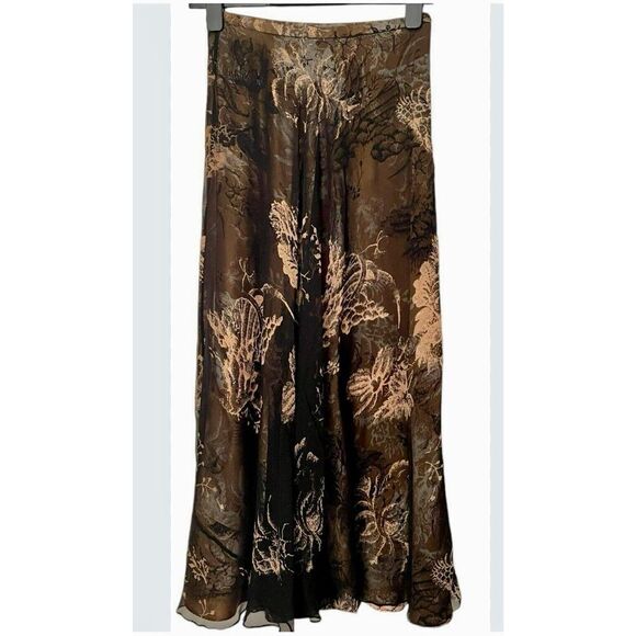 Dana Buchman Black And Gold Silk Sheer Layered Maxi Skirt - Picture 7 of 10